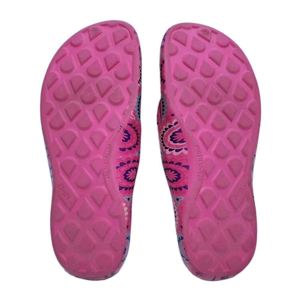 Cheeks Health Sandals Tony Little Size 8 Pink Floral Thong Flip Flops Multicolor - Picture 7 of 8